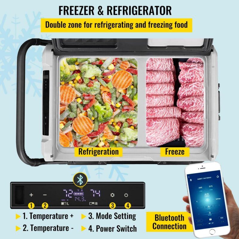 VEVOR Touch Tools, Half Price 59 qt Deluxe Cooler App Control and Wheels, Black - Image 3