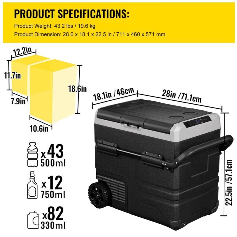 VEVOR Touch Tools, Half Price 59 qt Deluxe Cooler App Control and Wheels, Black - Image 8