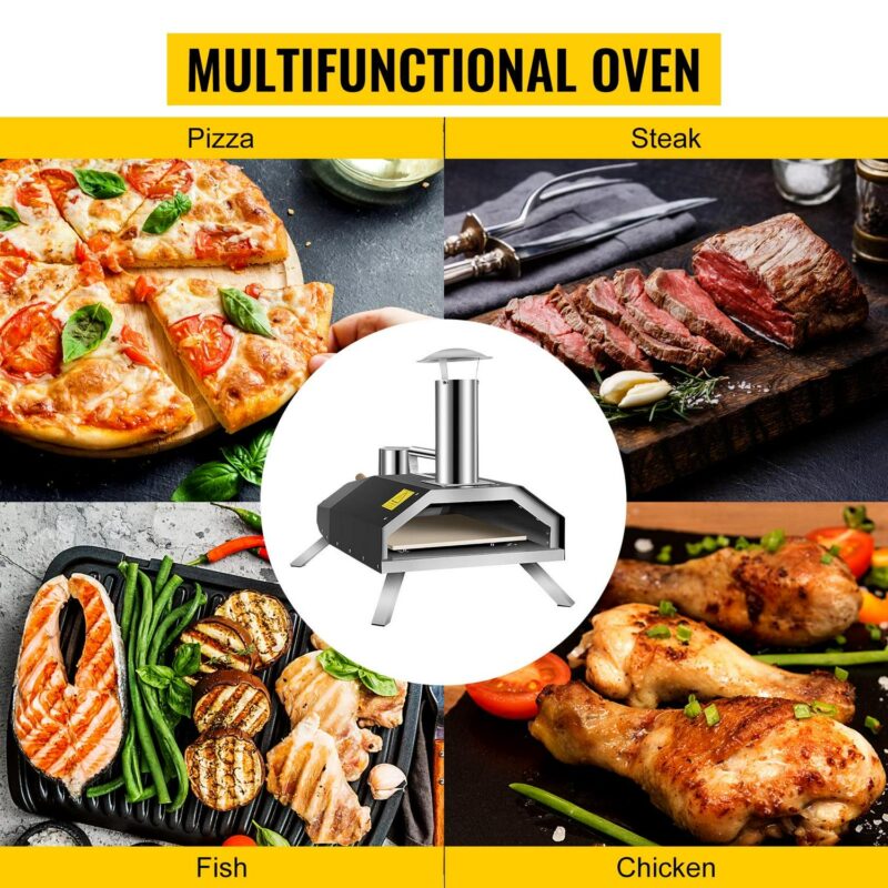 VEVORbrand Portable Pizza Oven, 12  Pellet Pizza Oven, Stainless Steel Pizza Oven Outdoor, Wood Burning Pizza Oven with Foldable Feet Wood Oven with Complete Accessories and Pizza Bag - Image 4