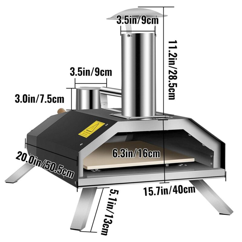VEVORbrand Portable Pizza Oven, 12  Pellet Pizza Oven, Stainless Steel Pizza Oven Outdoor, Wood Burning Pizza Oven with Foldable Feet Wood Oven with Complete Accessories and Pizza Bag - Image 6