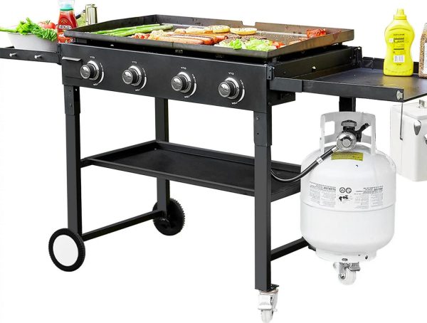 Vebreda 60000BTU 4 Burner Foldable Outdoor Propane Gas Grill , Black