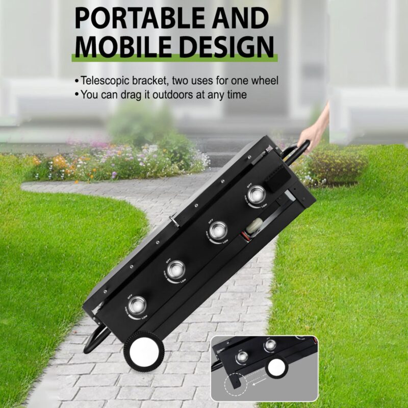 Vebreda 60000BTU 4 Burner Foldable Outdoor Propane Gas Grill , Black - Image 3
