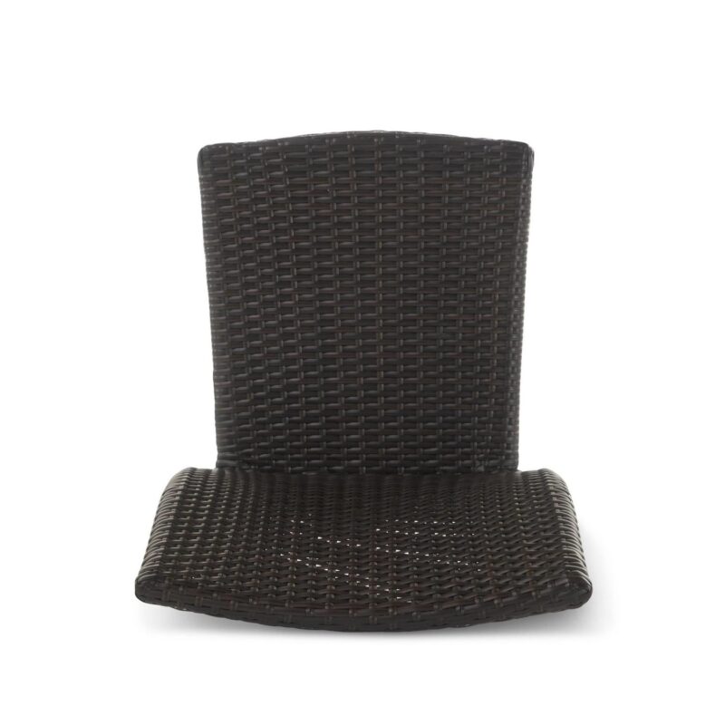 Vera Outdoor Wicker Armless Stacking Chairs with an Aluminum Frame, Set of 4, Multibrown - Image 5
