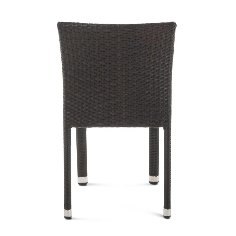 Vera Outdoor Wicker Armless Stacking Chairs with an Aluminum Frame, Set of 4, Multibrown - Image 6