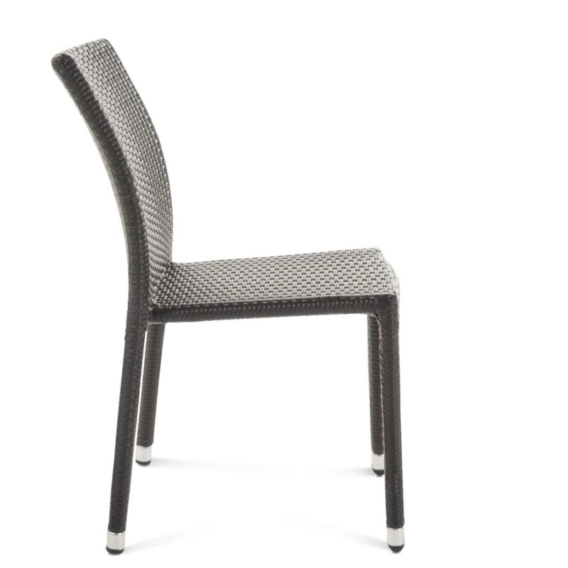 Vera Outdoor Wicker Armless Stacking Chairs with an Aluminum Frame, Set of 4, Multibrown - Image 8