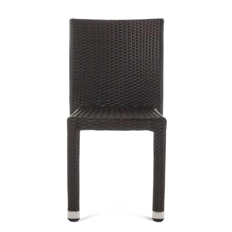 Vera Outdoor Wicker Armless Stacking Chairs with an Aluminum Frame, Set of 4, Multibrown - Image 7