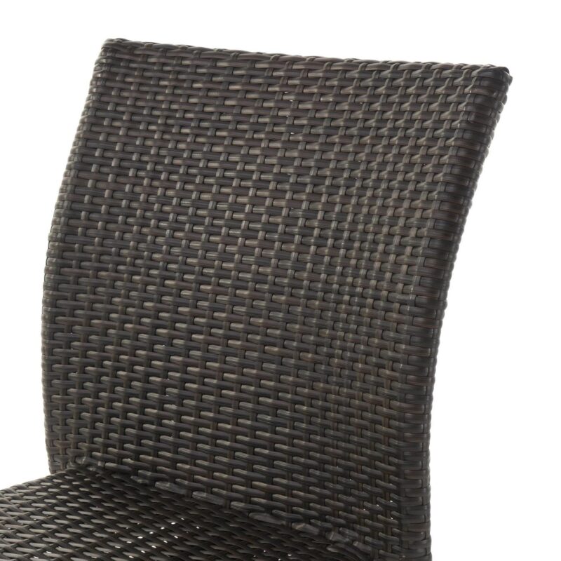 Vera Outdoor Wicker Armless Stacking Chairs with an Aluminum Frame, Set of 4, Multibrown - Image 3