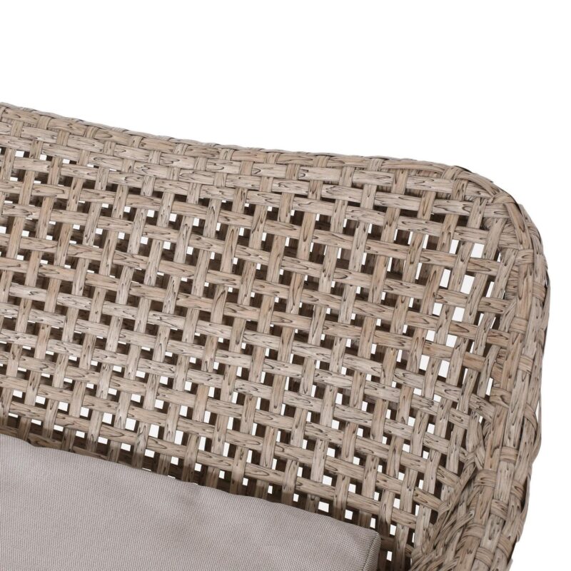 Verano Wicker and Metal Outdoor Barstools with Cushion, Set of 4, Mixed Brown and Beige - Image 8