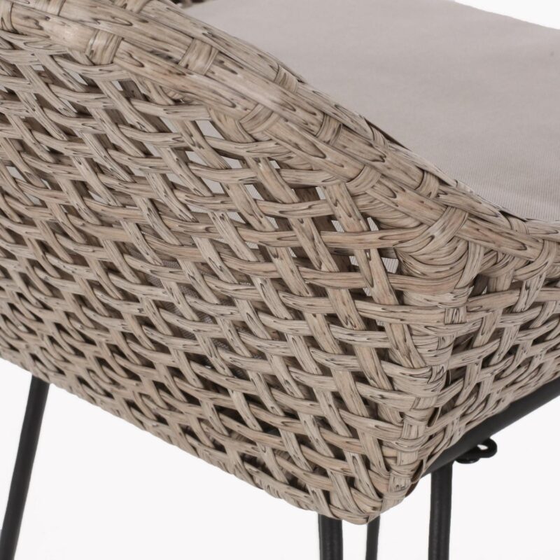 Verano Wicker and Metal Outdoor Barstools with Cushion, Set of 4, Mixed Brown and Beige - Image 3