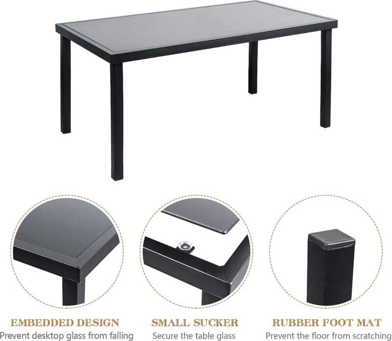 Vineego 4 Pieces Patio Furniture Outdoor furniture Outdoor Patio Furniture Set Textilene Bistro Set Modern Conversation Set Black Bistro Set with Loveseat Tea Table for Home, Lawn and Balcony (Black) - Image 7