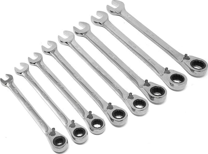 WEN 16-Piece Professional-Grade Reversible Ratcheting Metric Combination Wrench Set with Storage Pouch - Image 4