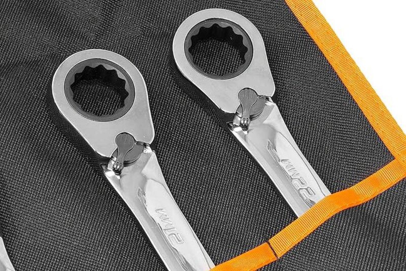 WEN 16-Piece Professional-Grade Reversible Ratcheting Metric Combination Wrench Set with Storage Pouch - Image 7