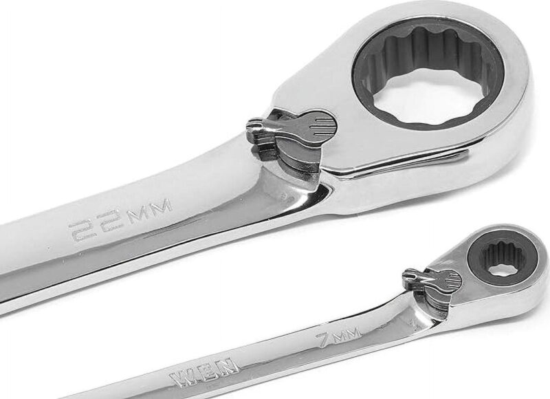 WEN 16-Piece Professional-Grade Reversible Ratcheting Metric Combination Wrench Set with Storage Pouch - Image 6