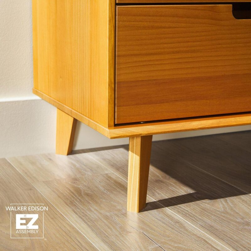 Walker Edison 6 Drawer Solid Wood Dresser with Cut Out Handles, Caramel Brown - Image 6