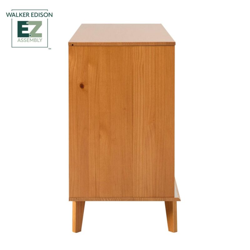 Walker Edison 6 Drawer Solid Wood Dresser with Cut Out Handles, Caramel Brown - Image 12