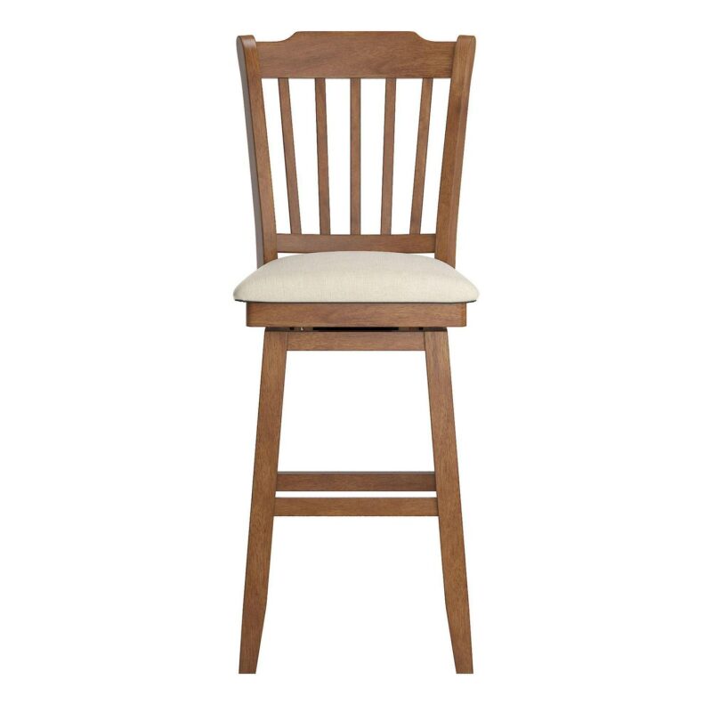 Weston Home Sheena Slat Back Bar Height Wood Swivel Stool, Oak - Image 3