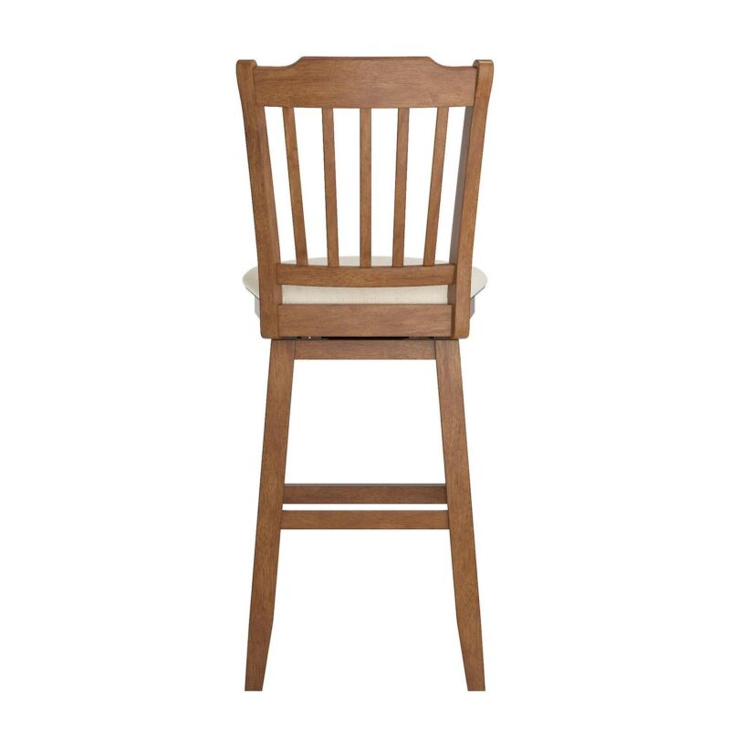 Weston Home Sheena Slat Back Bar Height Wood Swivel Stool, Oak - Image 4