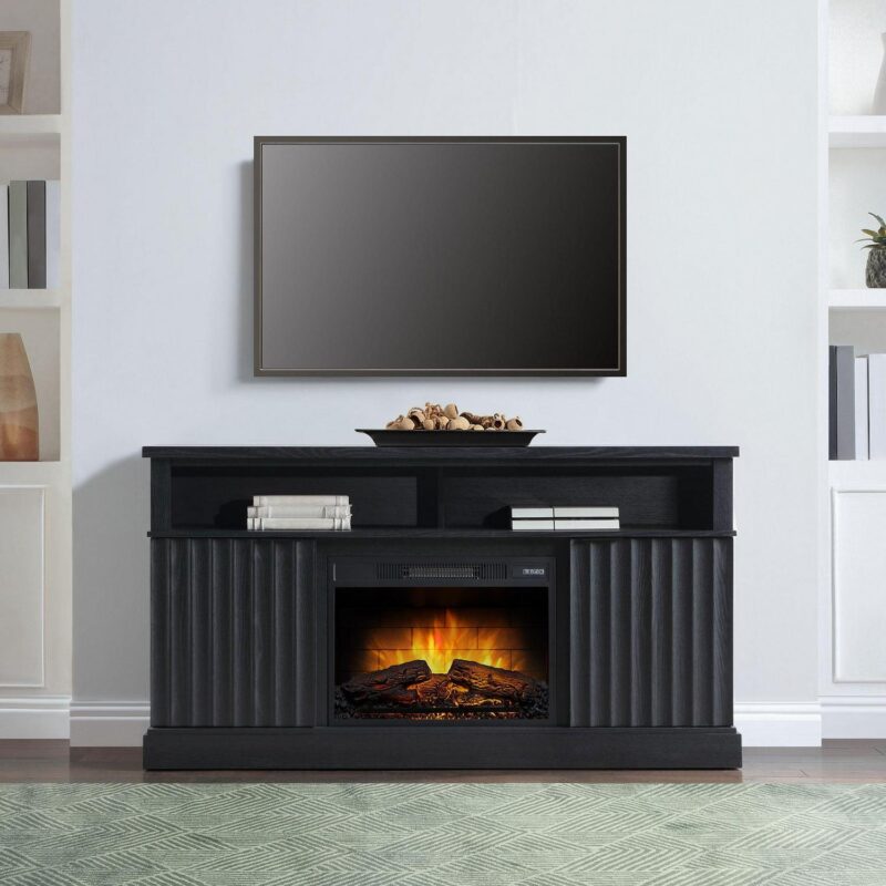 Whalen Furniture Harris Fluted Media Fireplace Console for TVs up to 70a , Black Finish - Image 6