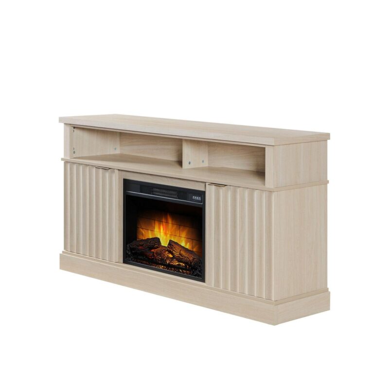 Whalen Furniture Harris Fluted Media Fireplace Console for TVs up to 70a , Pine Finish - Image 3