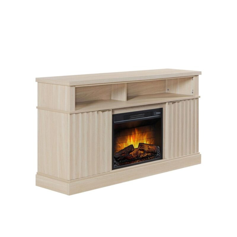 Whalen Furniture Harris Fluted Media Fireplace Console for TVs up to 70a , Pine Finish - Image 11