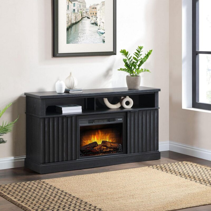 Whalen Furniture Harris Fluted Media Fireplace Console for TVs up to 70a , Black Finish - Image 8