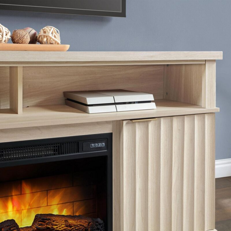Whalen Furniture Harris Fluted Media Fireplace Console for TVs up to 70a , Pine Finish - Image 10