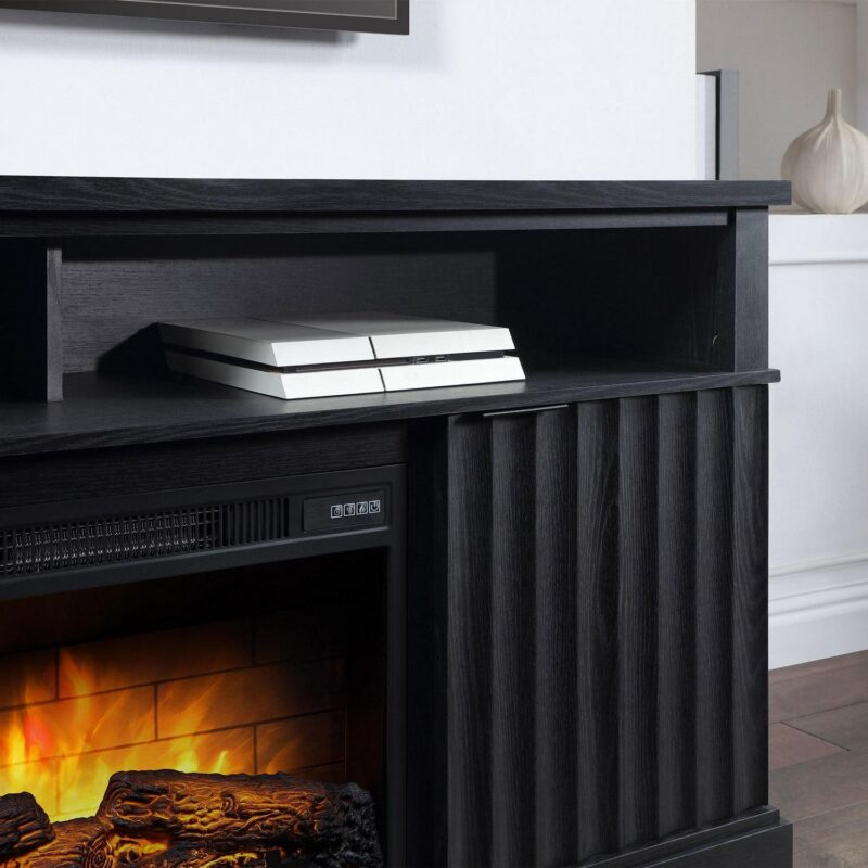 Whalen Furniture Harris Fluted Media Fireplace Console for TVs up to 70a , Black Finish - Image 11