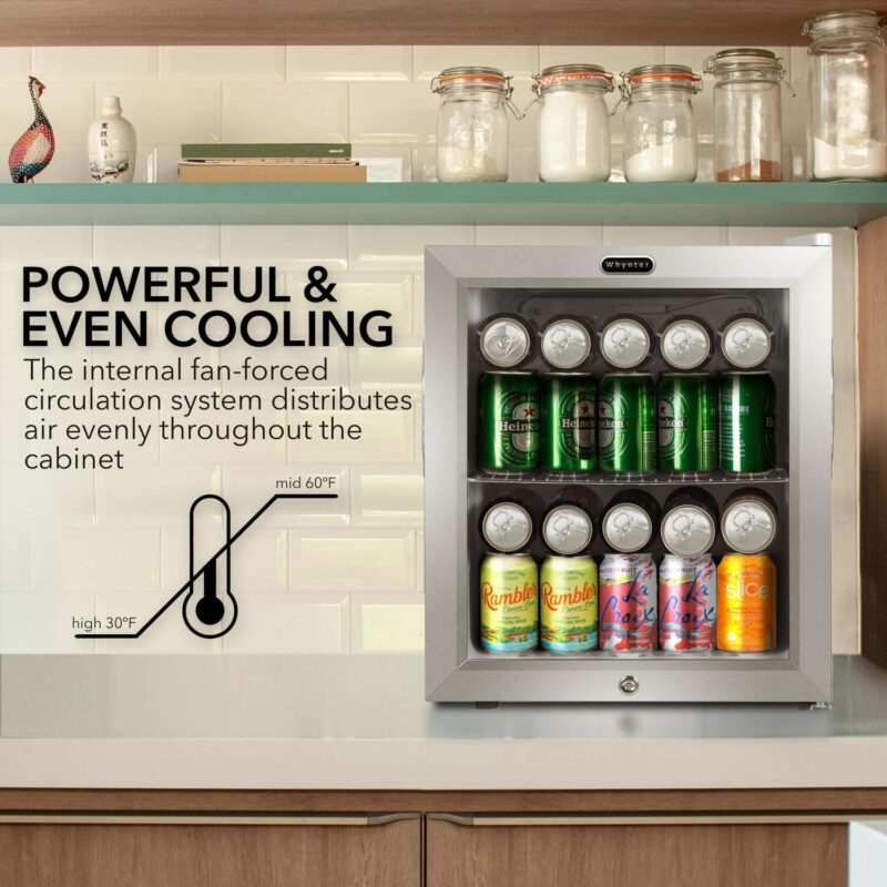 Whynter 68 Can Stainless Steel Beverage Refrigerator with Lock - Image 7