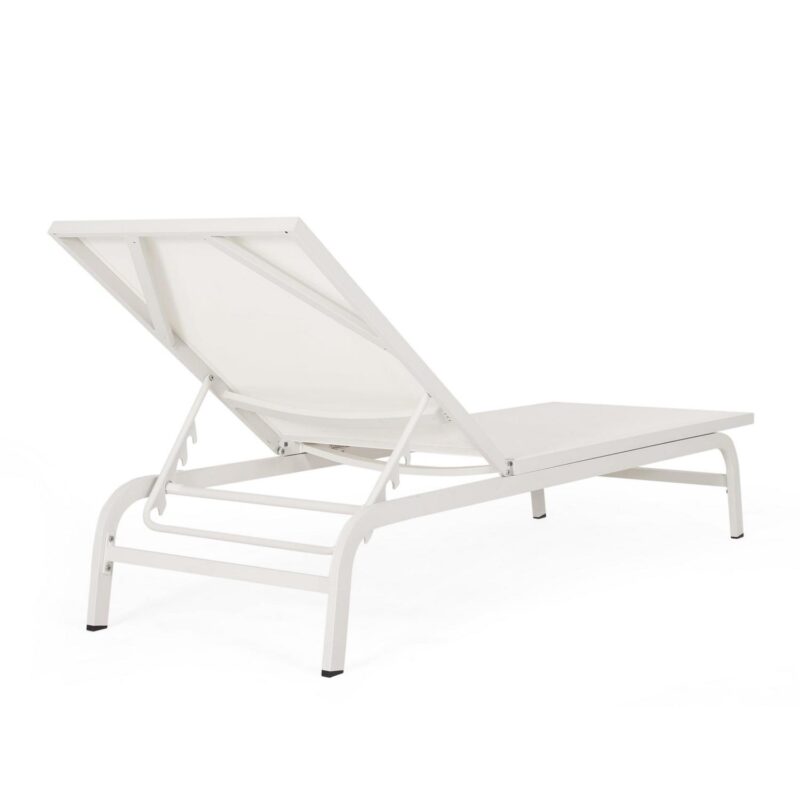 Wilsey Outdoor Aluminum and Outdoor Mesh Chaise Lounge, Set of 2, White - Image 9