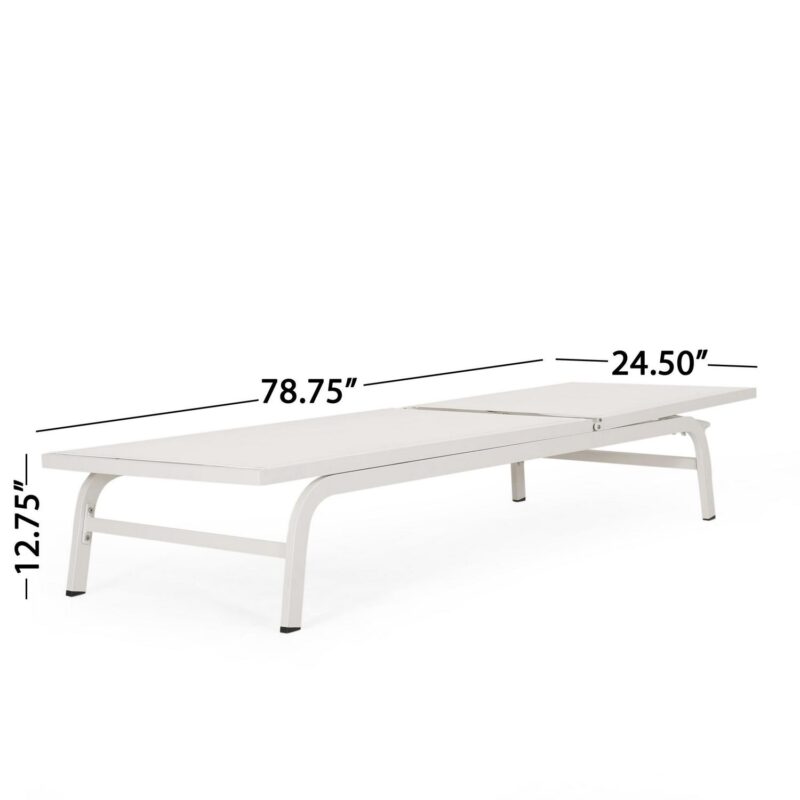 Wilsey Outdoor Aluminum and Outdoor Mesh Chaise Lounge, Set of 2, White - Image 7