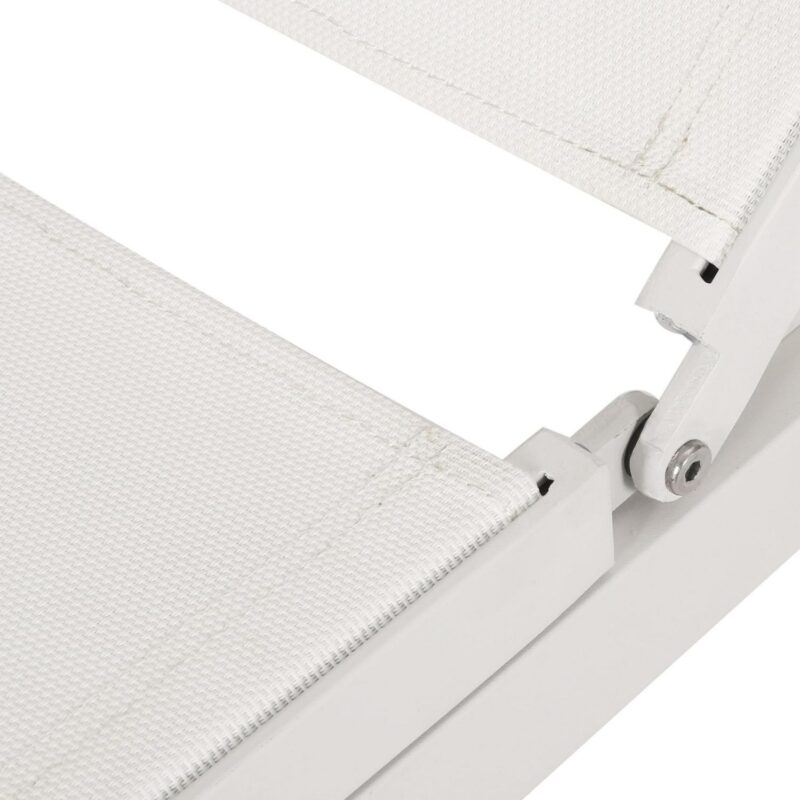 Wilsey Outdoor Aluminum and Outdoor Mesh Chaise Lounge, Set of 2, White - Image 3