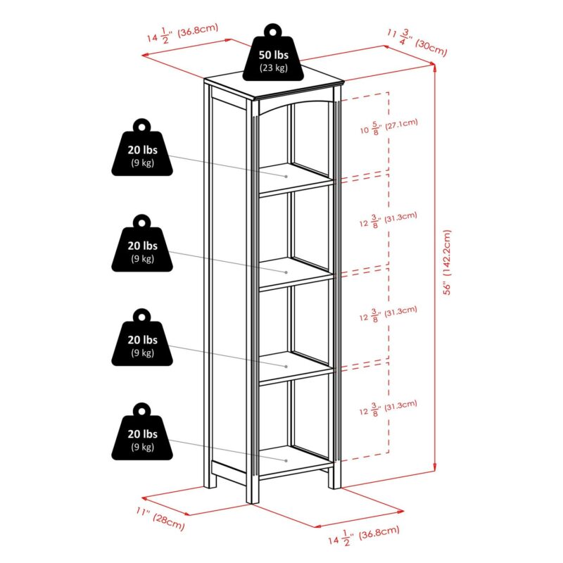 Winsome Wood Terrace 4-Section Bookcase, Narrow, Espresso - Image 3