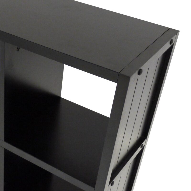 Winsome Wood Timothy 4x2 Black Storage Shelf with 8 Foldable Chocolate Fabric Baskets - Image 3