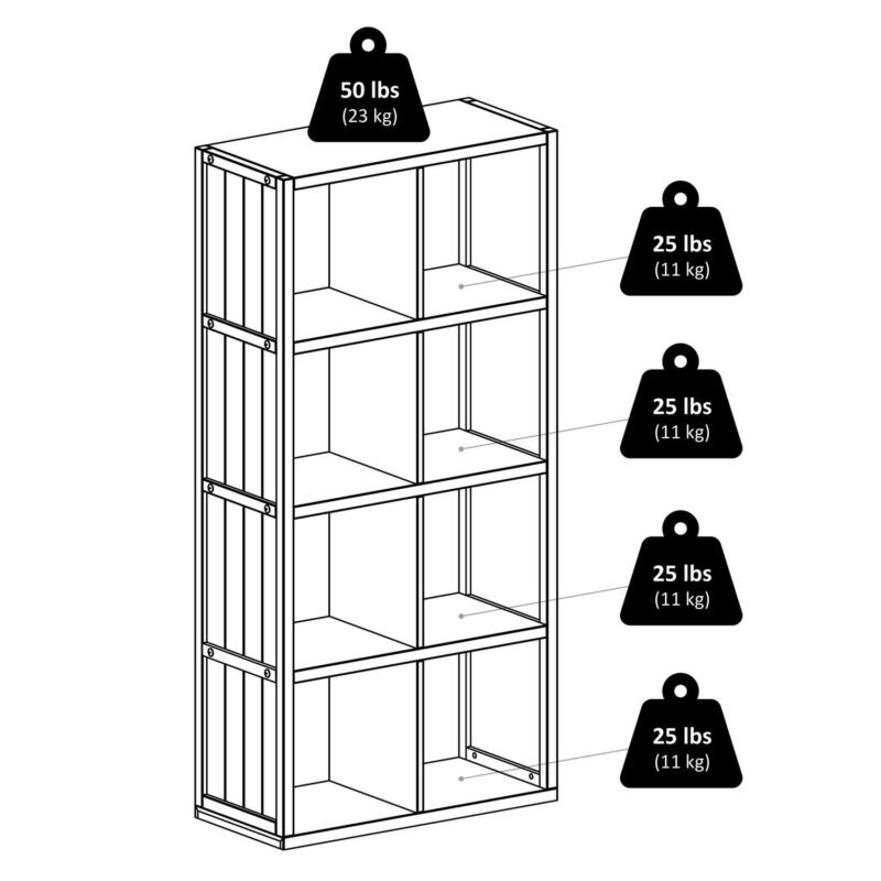 Winsome Wood Timothy 4x2 Black Storage Shelf with 8 Foldable Chocolate Fabric Baskets - Image 5