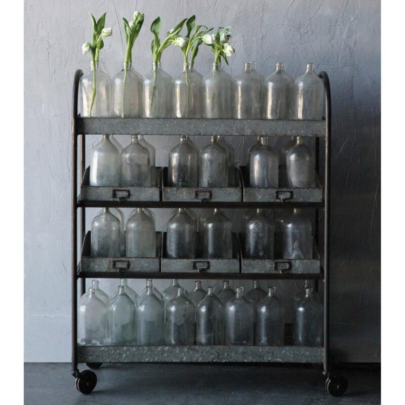 Woven Paths 4 Tier Metal Storage Cart on Casters, 36.25 x 13  x 46 , Galvanized - Image 7