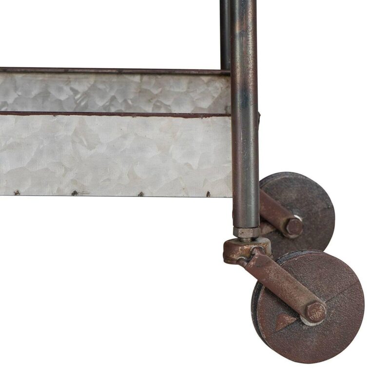 Woven Paths 4 Tier Metal Storage Cart on Casters, 36.25 x 13  x 46 , Galvanized - Image 6