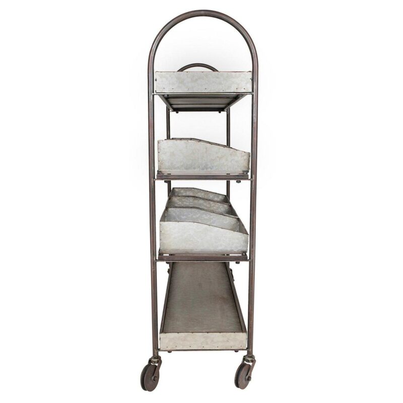 Woven Paths 4 Tier Metal Storage Cart on Casters, 36.25 x 13  x 46 , Galvanized - Image 3