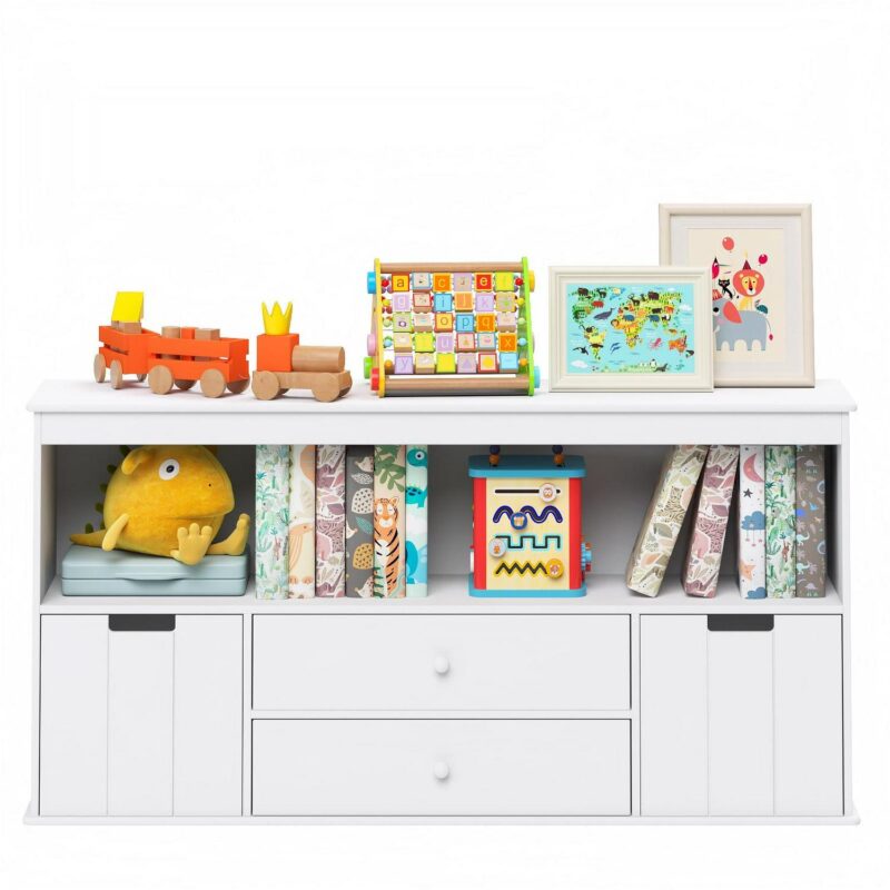Yoneston Kids Bookcase Toy Storage Cabinet with Drawers and Shelves for Kids Room Organizer, White - Image 8