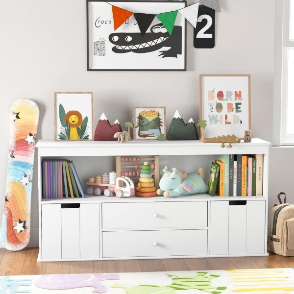 Yoneston Kids Bookcase Toy Storage Cabinet with Drawers and Shelves for Kids Room Organizer, White