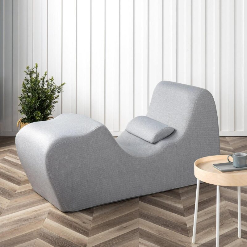 Zinus Lotus Zero Gravity Foam Indoor Chaise Lounger, Herringbone Light Grey - Image 9