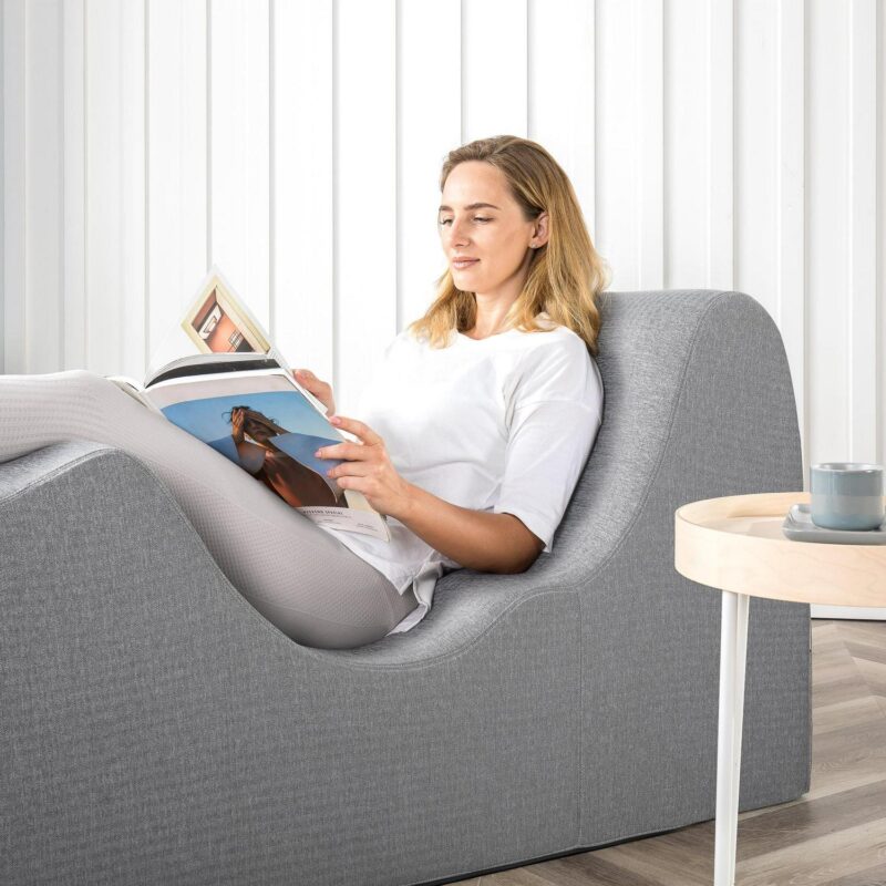 Zinus Lotus Zero Gravity Foam Indoor Chaise Lounger, Herringbone Light Grey - Image 4