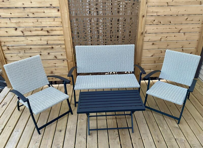 setDonglin 4-Piece Wicker Outdoor Patio Dining Set, Beige - Image 11