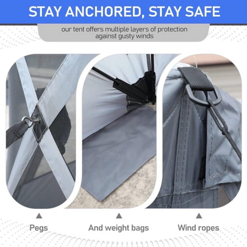 10'x10' Pop-Up Canopy Tent with Mesh Walls - UV50+ Waterproof Roof, Portable and Quick Setup for Camping, Patio and Picnic - Image 9