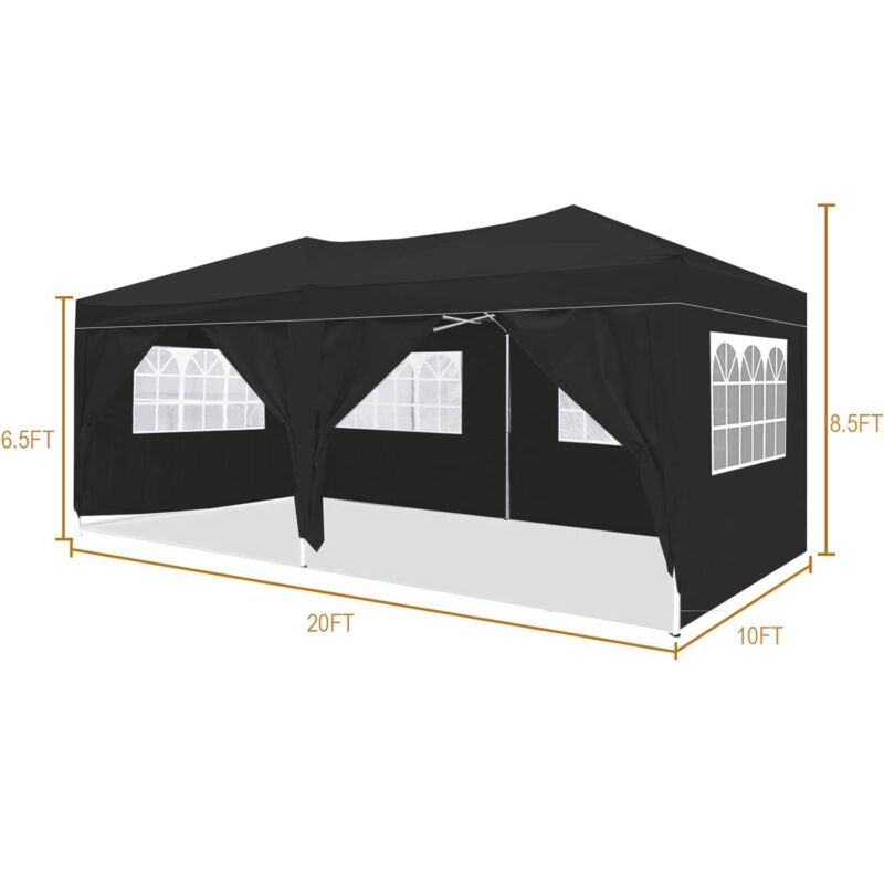 10'x20' EZ Pop Up Canopy Tent,Folding Outdoor Party Wedding Event Tent with 6 Removable Sidewalls for Parties Camping Wedding,Black - Image 6