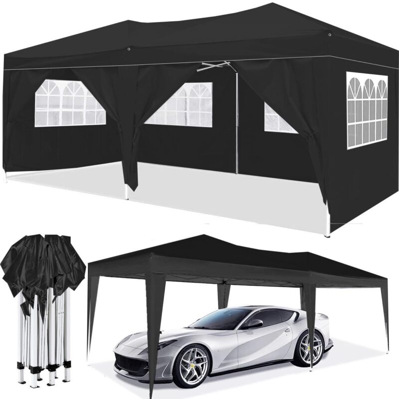 10'x20' EZ Pop Up Canopy Tent,Folding Outdoor Party Wedding Event Tent with 6 Removable Sidewalls for Parties Camping Wedding,Black - Image 4