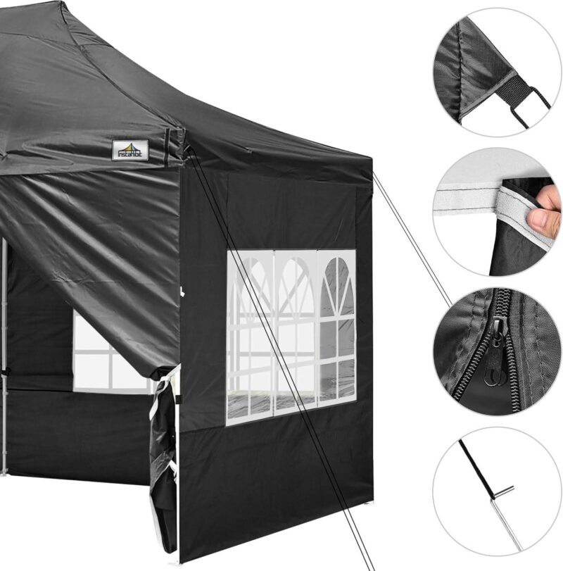 10'x20' Waterproof Ez Pop Up Canopy Tent Shelter, Black - Image 2