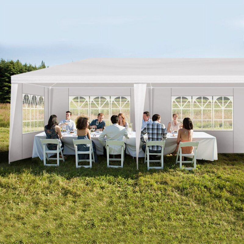 10'x30' Outdoor Party Tent with 8 Removable Sidewalls, Waterproof Canopy Patio Wedding Gazebo, White - Image 5