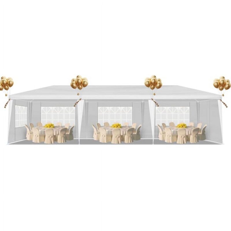 10'x30' Outdoor Party Tent with 8 Removable Sidewalls, Waterproof Canopy Patio Wedding Gazebo, White - Image 2