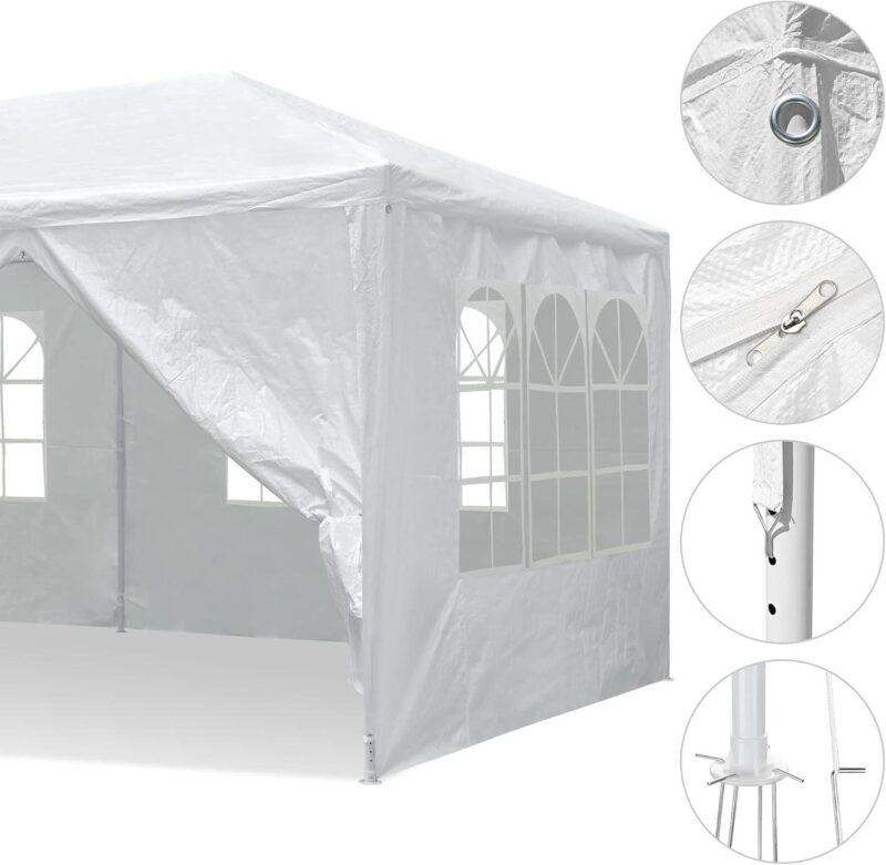 10' x 20' Outdoor Wedding Party Tent 6 Sidewalls White - Image 8
