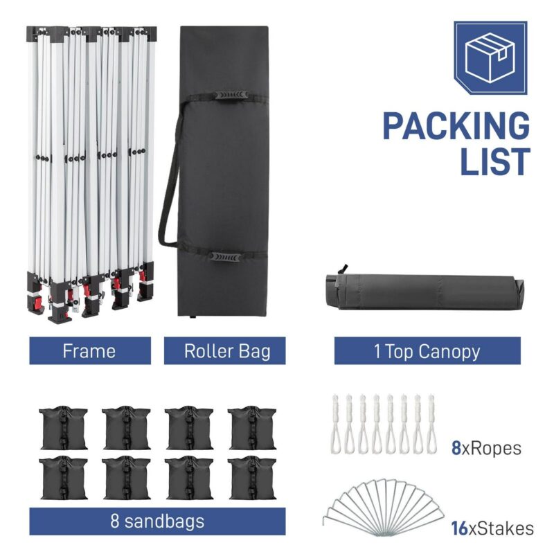 10x30ft Outdoor Pop Up Canopy, Portable Instant Canopy Tent for Outdoor Events Party Wedding Birthday Graduation, Dark Grey - Image 11